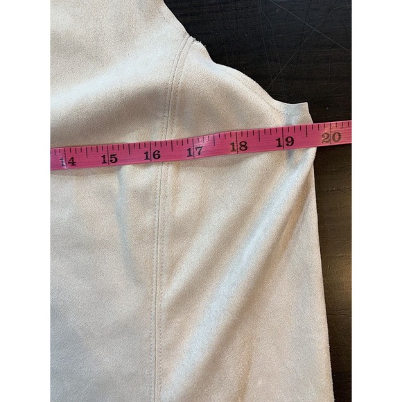 Liberty Garden Sleeveless Top Women Large Neutral Embellished Flowers Faux Suede - Picture 11 of 13